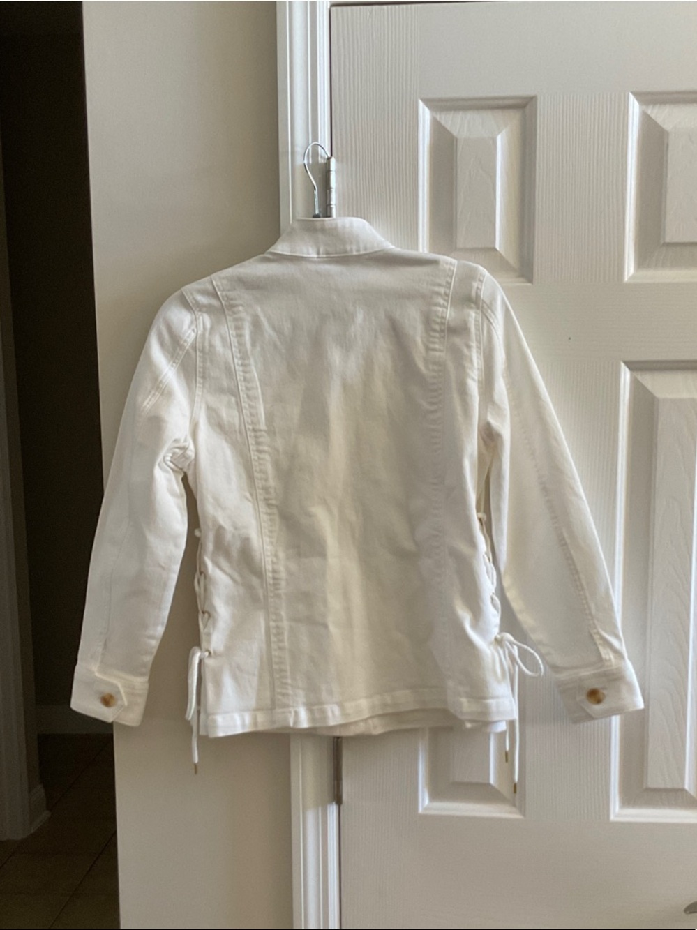 Spartina 449 White Utility Jacket with Button Front and side lace up for adj fit - Picture 5 of 5